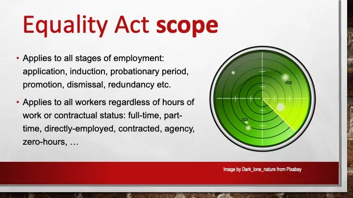 Legal rights at work: scope of the Equality Act